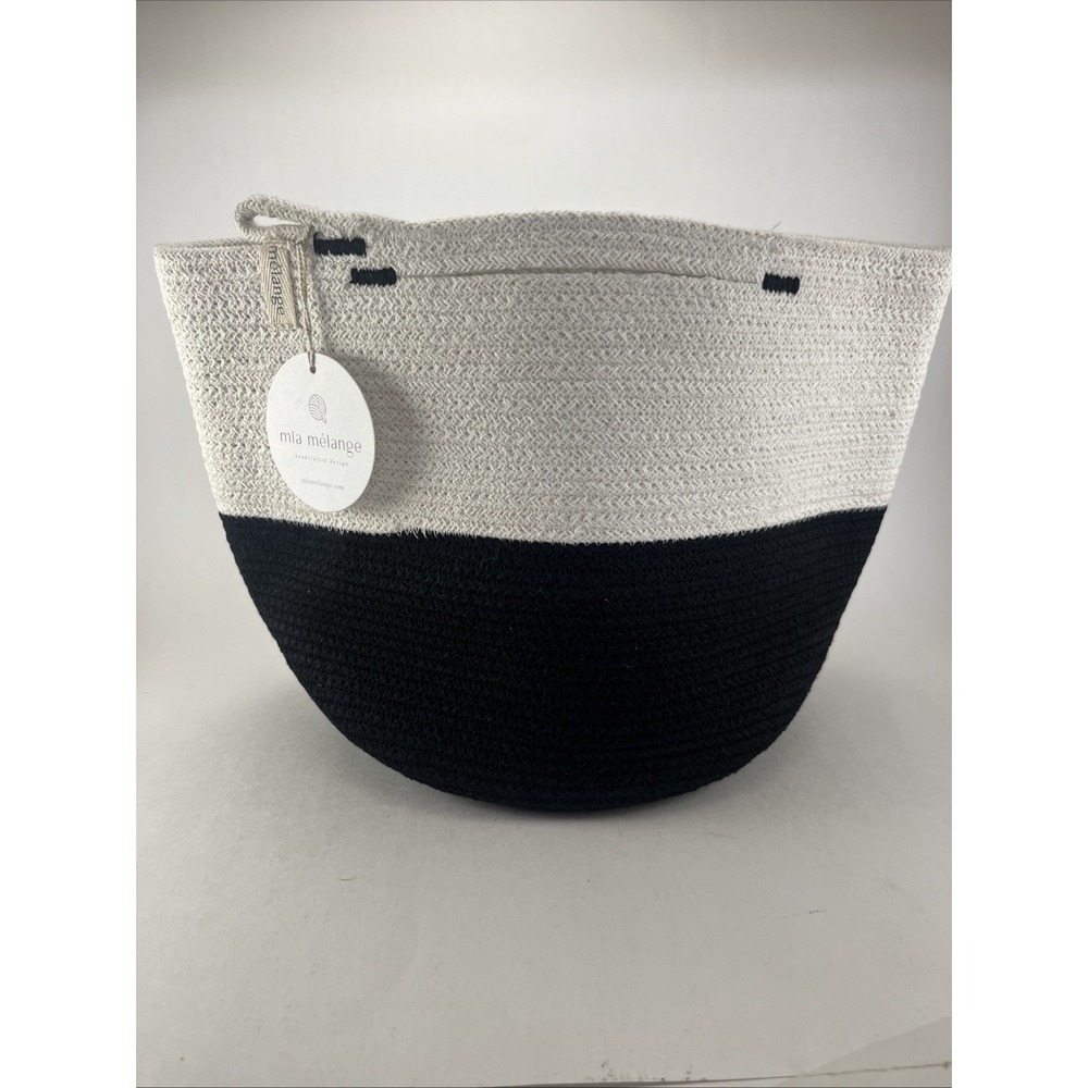 Mia Melange Cotton Coil Rope Fold-able Basket Carryall Handbag Tote NEW